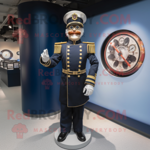 Navy Ring Master mascot costume character dressed with a Coat and Digital watches