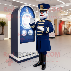 Navy Ring Master mascot costume character dressed with a Coat and Digital watches