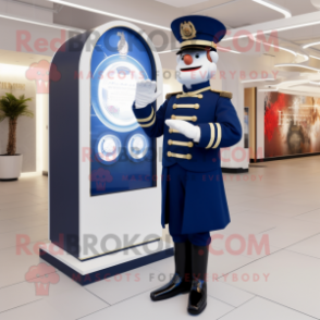 Navy Ring Master mascot costume character dressed with a Coat and Digital watches