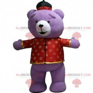 Mascotte gros nounours violet, costume ours, déguisement