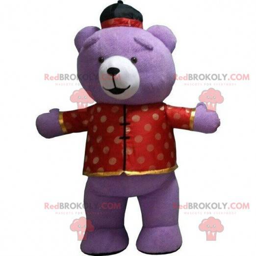 Mascotte grande orsacchiotto viola, costume da orso, costume di