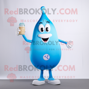 Sky Blue Bottle Of Milk mascot costume character dressed with a One-Piece Swimsuit and Cufflinks