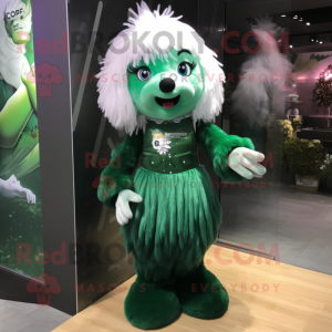 Forest Green Ice mascot costume character dressed with a Mini Skirt and Gloves