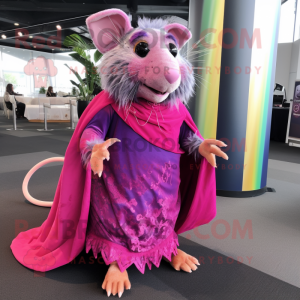 Magenta Rat maskot kostym...