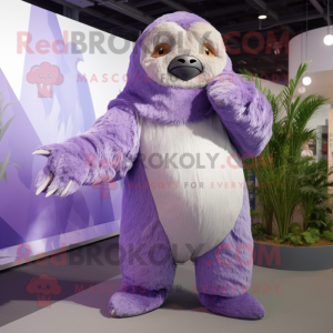 Lavendel Giant Sloth maskot...