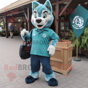 Blaugrüner Wolf Maskottchen...