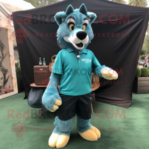 Teal Wolf mascotte kostuum...