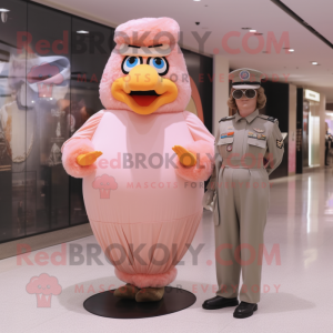 Peach Air Force Soldier mascot costume character dressed with a Empire Waist Dress and Cummerbunds