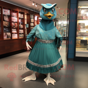 Teal Quail maskot kostume...