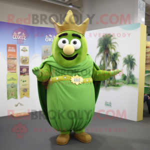 Olive King mascot costume character dressed with a Dress and Necklaces
