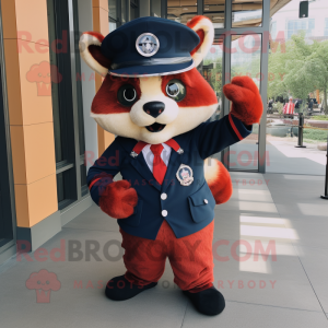 Navy Red Panda maskot drakt...