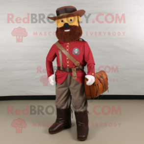 Maroon Civil War Soldier mascot costume character dressed with a Cargo Pants and Lapel pins