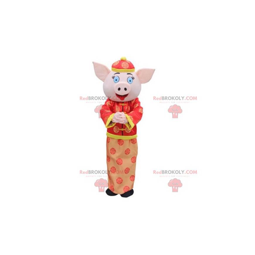Mascota de cerdo asiático, disfraz asiático, disfraz de cerda -
