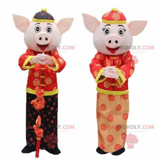2 asiatic pigs, chinese sign mascot, chinese new year -