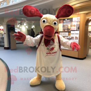 Cream Lobster mascot costume character dressed with a Oxford Shirt and Shawls