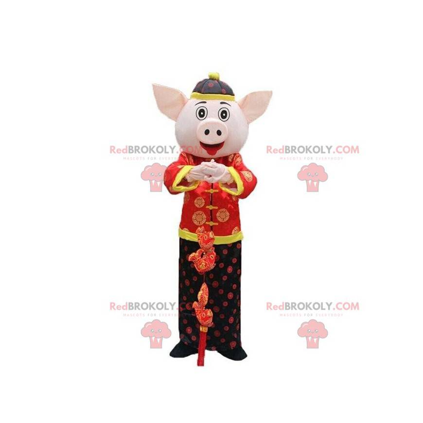 Azjatycka maskotka świnia, kostium azjatycki, kostium lochy -