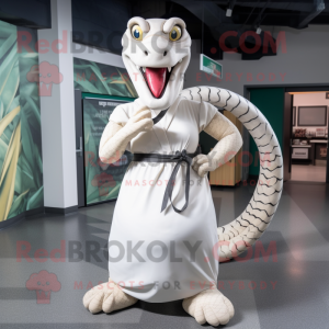 Hvit Titanoboa maskot drakt...