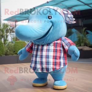 Cyan Blue Whale maskot...