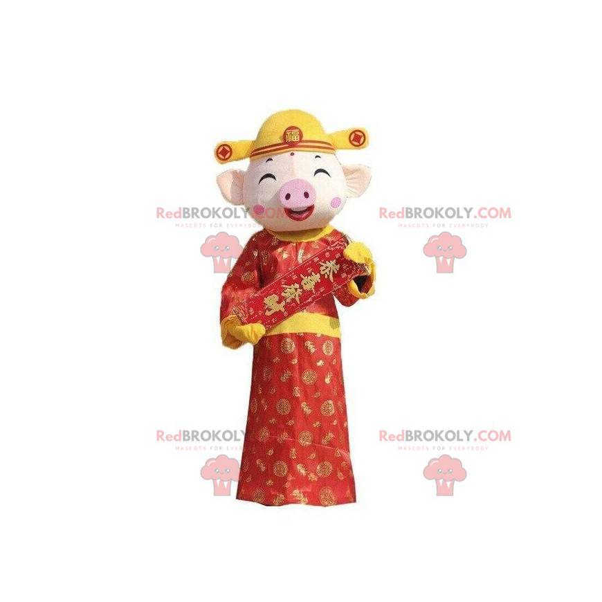 Laughing pig mascot, expressive mascot, pig costume -