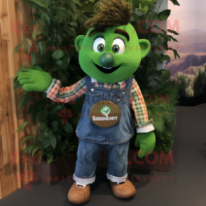Forest Green Guinness mascot costume character dressed with a Chambray Shirt and Bracelets