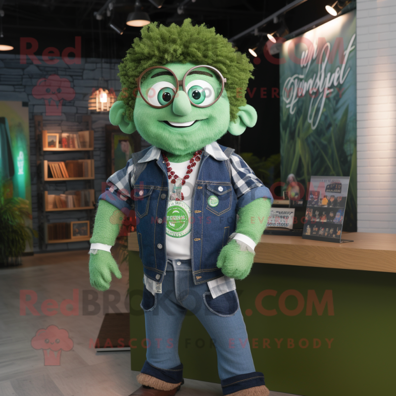 Forest Green Guinness mascot costume character dressed with a Chambray Shirt and Bracelets Forest Green Guinness mascot costume character dressed with a Chambray Shirt and Bracelets