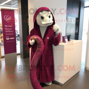 Magenta Python mascot costume character dressed with a Henley Tee and Shawl pins