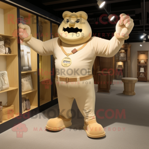 Beige Strongman mascotte...