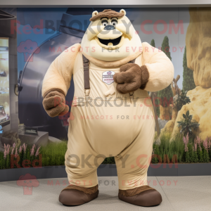 Beige Strongman maskot...