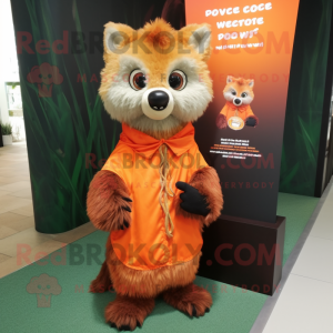 Orange Aye-Aye mascot costume character dressed with a Cover-up and Keychains