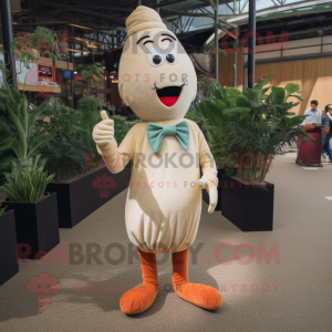 Beige Carrot mascot costume character dressed with a Skinny Jeans and Pocket squares