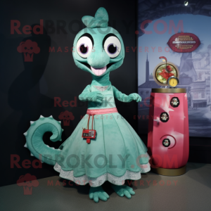 nan Hydra mascot costume character dressed with a Dress and Coin purses