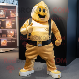 Gold Commando mascot costume character dressed with a Tank Top and Cufflinks