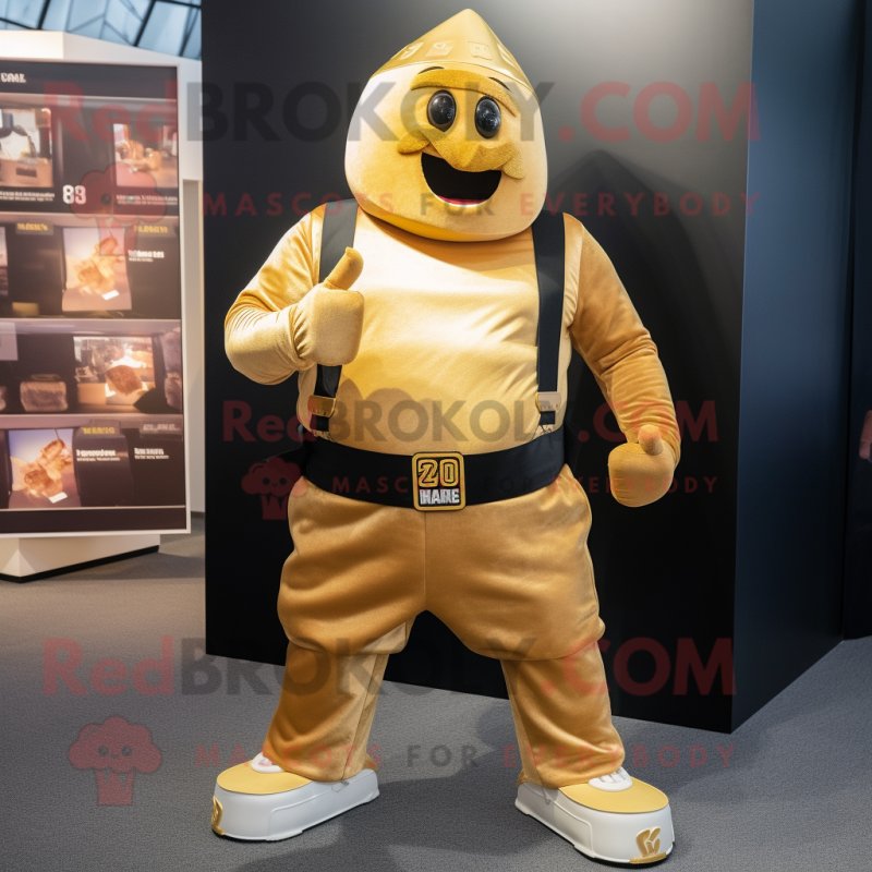 Gold Commando mascot costume character dressed with a Tank Top and Cufflinks