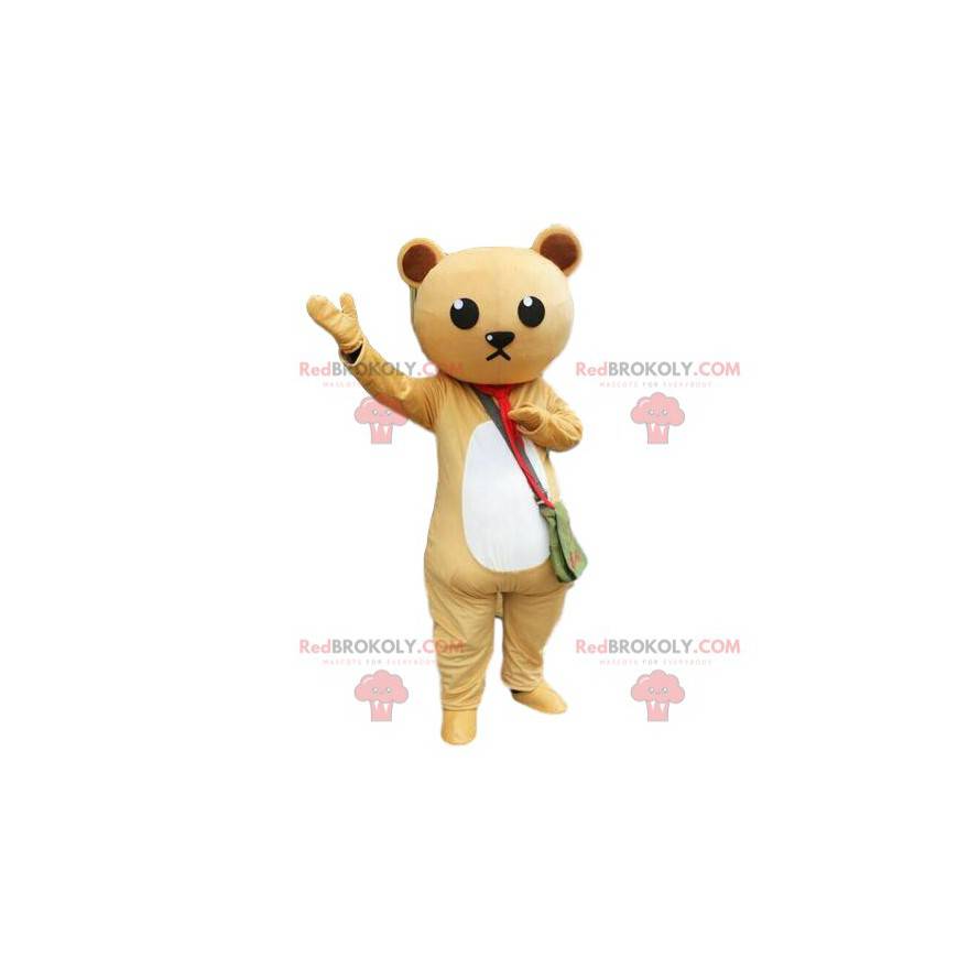 Mascotte de nounours beige et blanc, costume d'ours en peluche Mascotte de nounours beige et blanc, costume d'ours en peluche