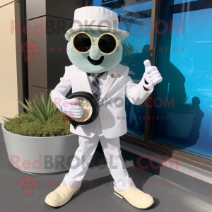 White Wrist Watch mascot costume character dressed with a Blazer and Wallets