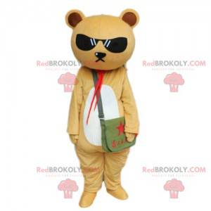 Beige and white teddy bear mascot, teddy bear costume -