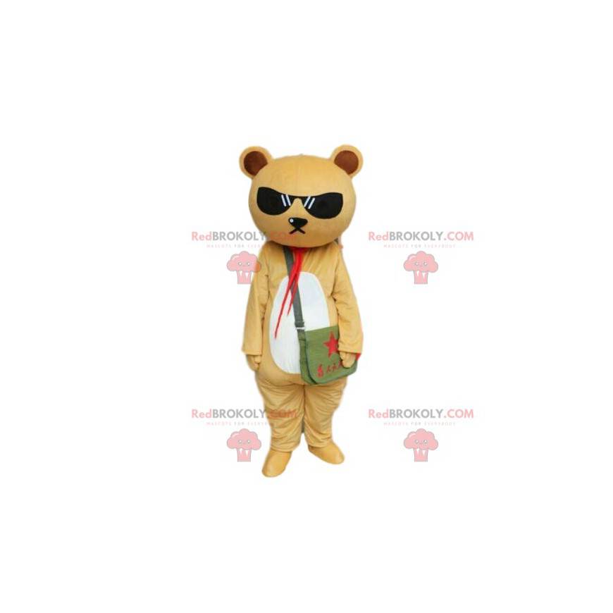 Beige and white teddy bear mascot, teddy bear costume -