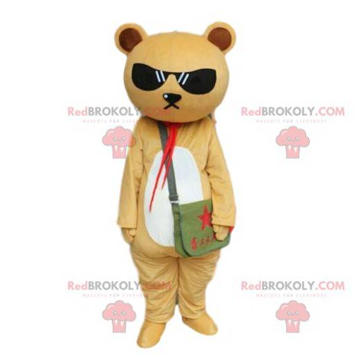 Beige og hvit bamsmaskot, bamse kostyme - Redbrokoly.com