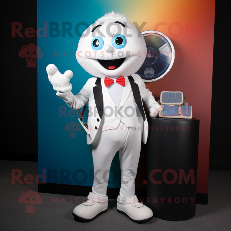 White Wrist Watch mascot costume character dressed with a Blazer and Wallets