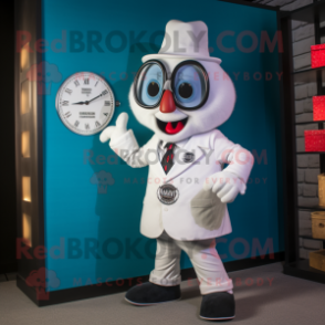 White Wrist Watch mascot costume character dressed with a Blazer and Wallets