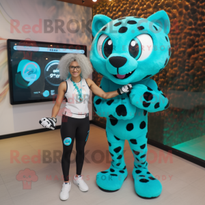 Turquoise Leopard mascotte...