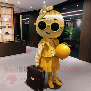 Gold Plommon maskot kostym...