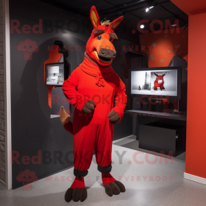 Red Donkey maskot kostume...
