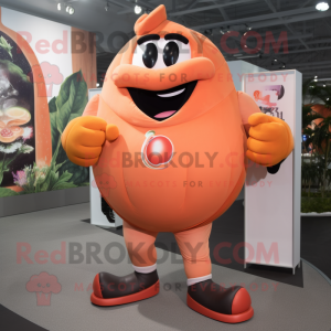 Peach Strongman mascot costume character dressed with a Shorts and Foot pads