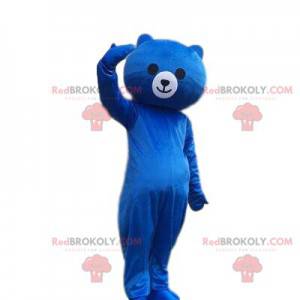 Mascote urso de pelúcia azul, fantasia de urso azul, urso de