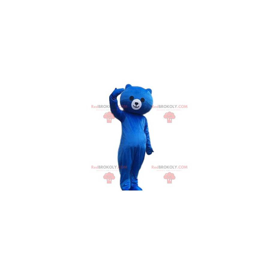 Blue teddy bear mascot, blue bear costume, teddy bear -