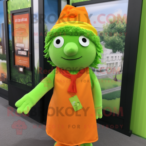 Lime Green Orange mascot costume character dressed with a Dress Shirt and Headbands