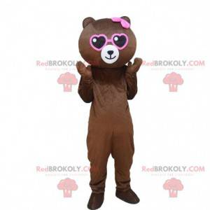 Mascotte de nounours, costume d'ours rose, déguisement ours -