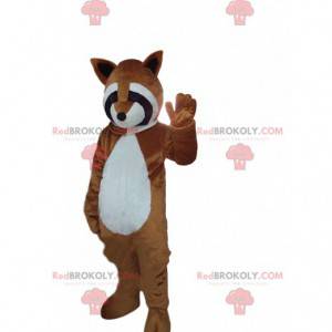 Wasbeer mascotte, rode pandakostuum, bruin dier - Redbrokoly.com
