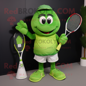 Lime Green Tennis Racket mascot costume character dressed with a Shorts and Clutch bags